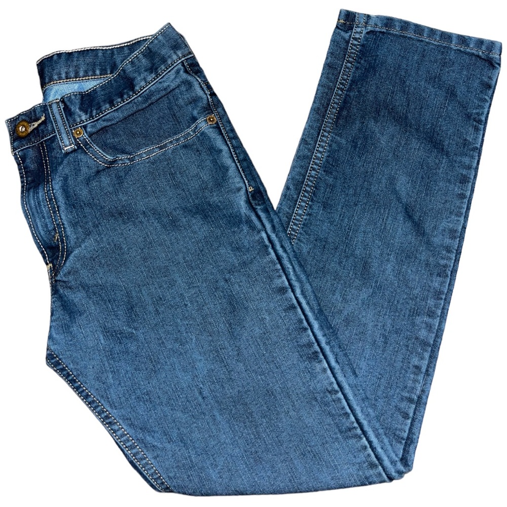 Men's Levi Dark Wash Black Patch Straight Jeans - 28x28